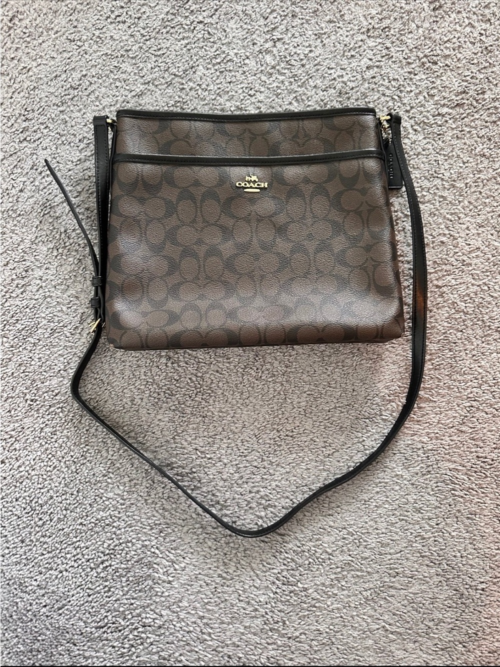 Coach Brown & Black Signature Crossbody Bag